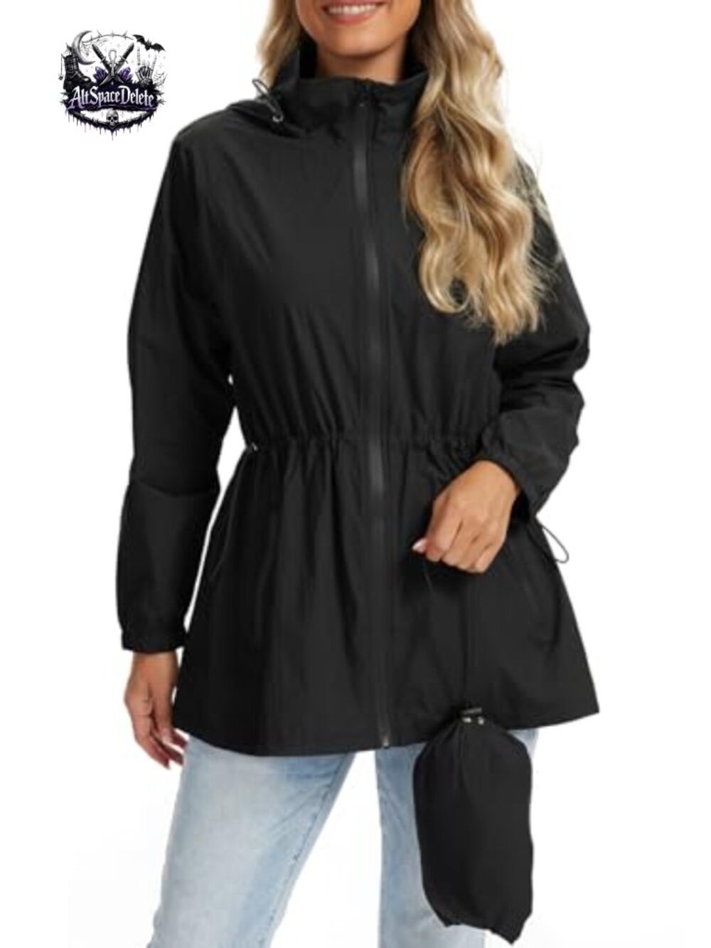 Ultra-Light Waterproof Packable Rain Jacket Adjustable Waist Hooded